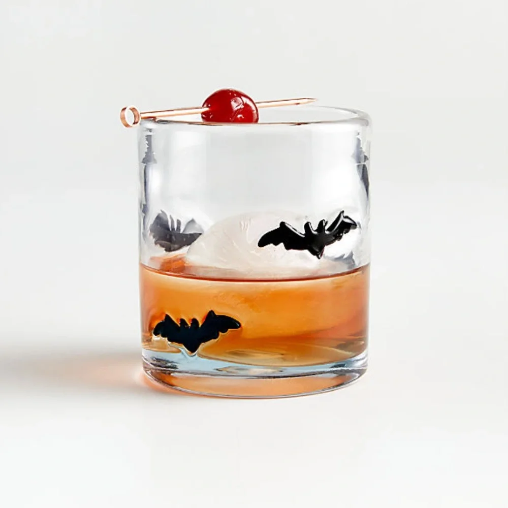 New! 🥃 EXCLUSIVE Crate&barrel 🦇 Bat Double Old-Fashioned Glass